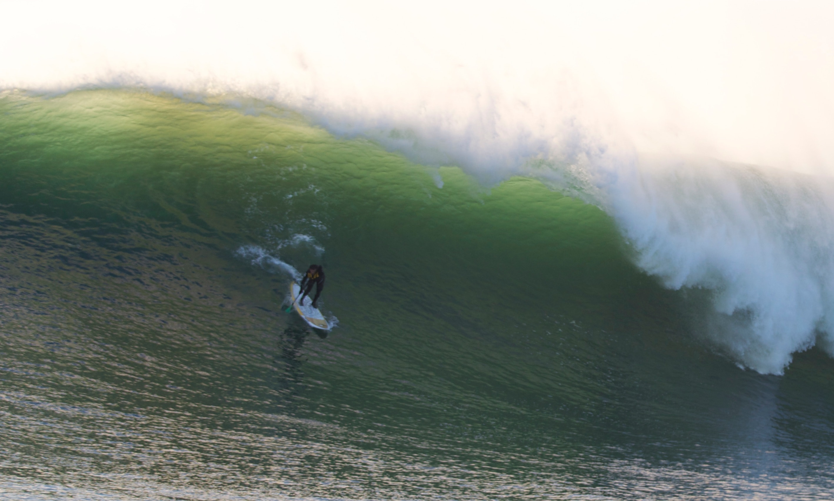Taking off under the lip at Mavericks